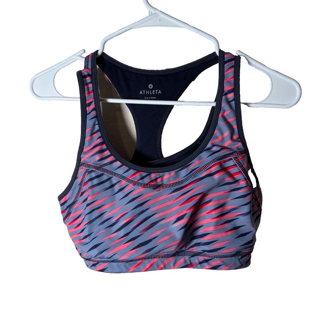 Athleta Sports Bra Women's Medium Racerback Athletic Active Printed Colorful